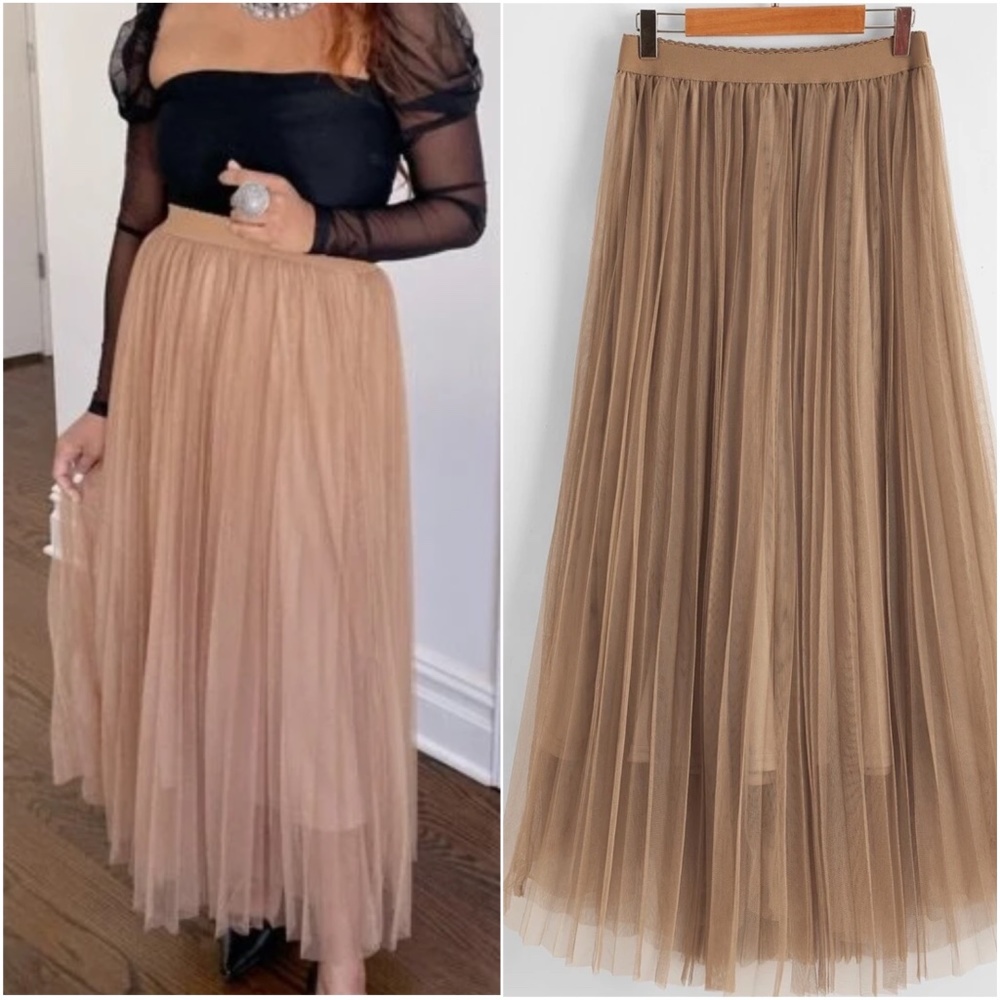 Elegant High Waisted Pleated Party Maxi Skirt - Picture 11 of 14
